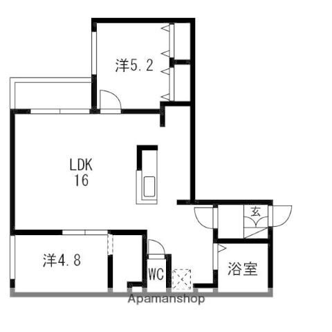 LUMIERE KOTONI GA-琴(2LDK/2階)の間取り写真
