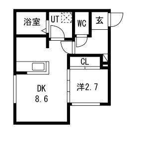 二十四軒4-4AP(1DK/3階)の間取り写真