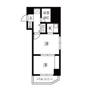 ライオンズシティ円山(2K/8階)の間取り写真