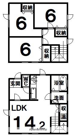 北海道釧路市 2階建 築14年(3LDK)の間取り写真