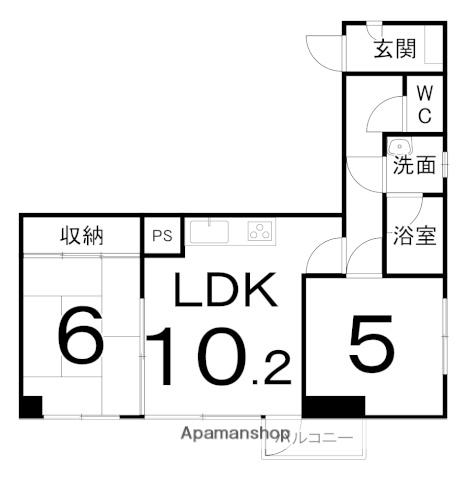 三共ユタカビル(2DK/3階)の間取り写真