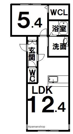 8ミリオン(1LDK/3階)の間取り写真