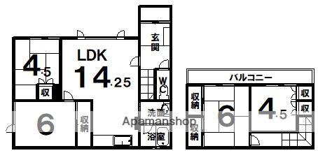 根室本線 釧路駅 バス乗車時間：24分 昭和中央２丁目バス停で下車 徒歩6分 2階建 築47年(4LDK)の間取り写真
