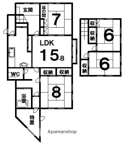 根室本線 厚岸駅 徒歩31分 2階建 築51年(4LDK)の間取り写真