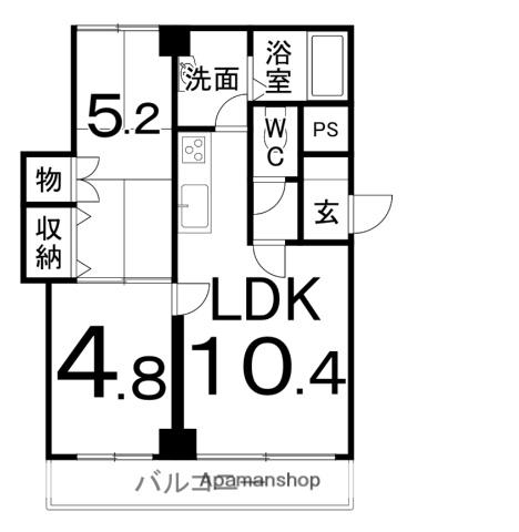 釧路共栄マンションズ(2LDK/1階)の間取り写真