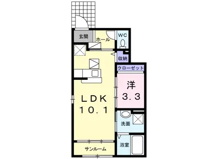 ヴァンヴェール(1LDK/1階)の間取り写真