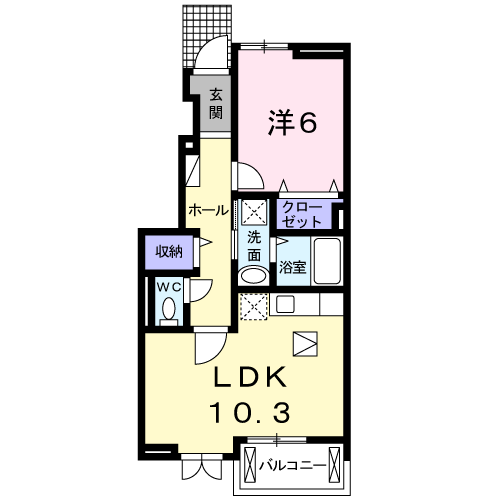 メゾンソレイユⅢ(1LDK/1階)の間取り写真