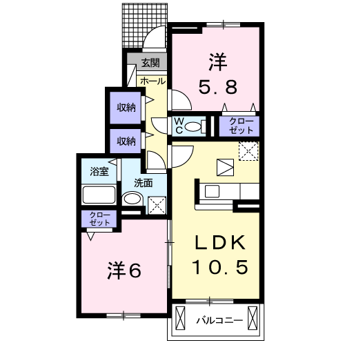 メゾンソレイユⅢ(2LDK/1階)の間取り写真