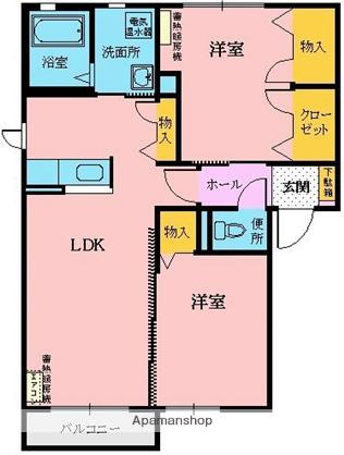 シャーメゾンクレールA・B・C(2LDK/2階)の間取り写真