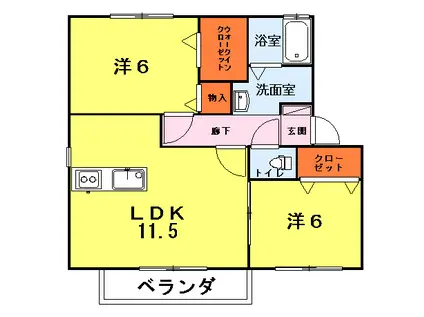 アンジュ(2LDK/1階)の間取り写真