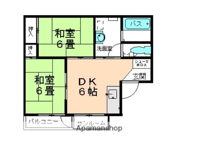 ユートピア古川3号棟(2DK/1階)の間取り写真