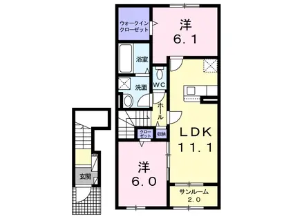 ビー スカイ(2LDK/2階)の間取り写真