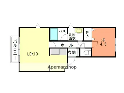 ニューフレグランス山下A(1LDK/1階)の間取り写真