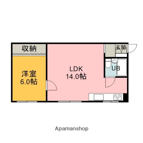 アパートメントむつ(1LDK/2階)の間取り写真