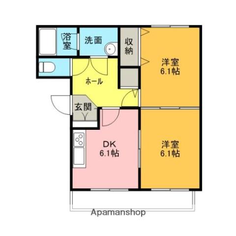 ブレインマンション堀口MINI(2DK/2階)の間取り写真