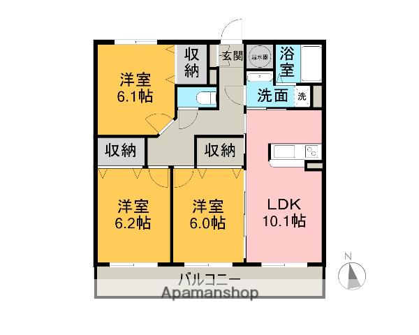 ブレインマンション岡三沢(3LDK/1階)の間取り写真
