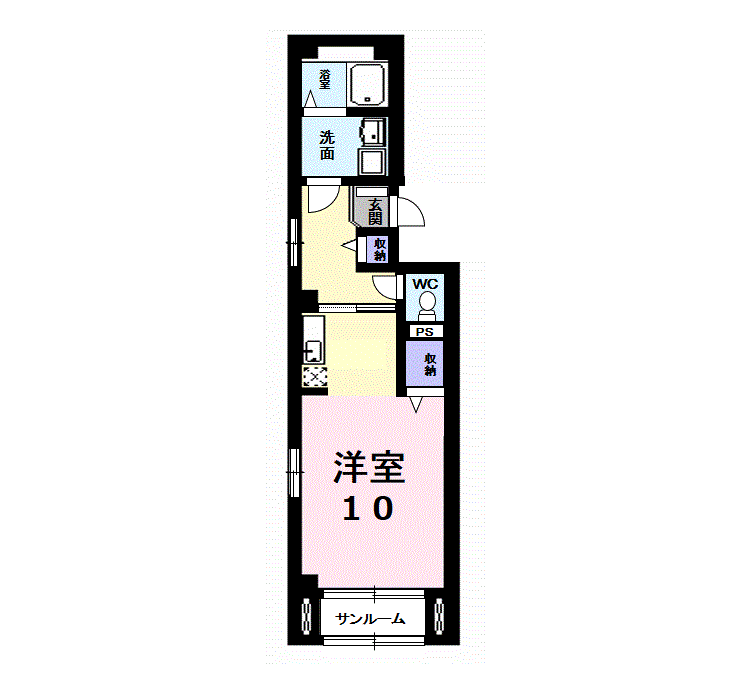 コーポブルーⅦ(ワンルーム/1階)の間取り写真