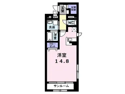 MARUYAMAⅢ(ワンルーム/3階)の間取り写真