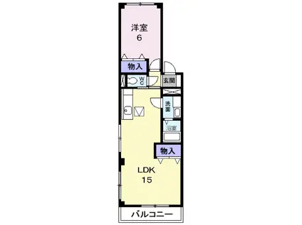 カリーノカーサ佃(1LDK/2階)の間取り写真