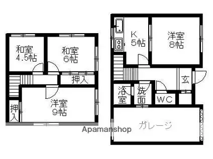 奥羽本線 弘前駅 徒歩23分 2階建 築36年(4DK)の間取り写真