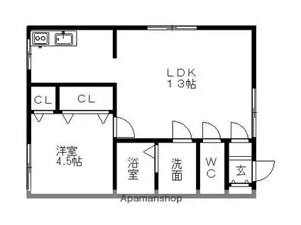 ハウス中野(1LDK/2階)の間取り写真