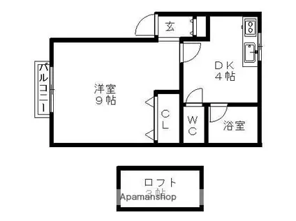 シンエイハイツA(1K/2階)の間取り写真