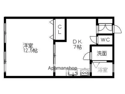 あおいマンション(1DK/2階)の間取り写真