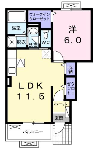 プラシード(1LDK/1階)の間取り写真