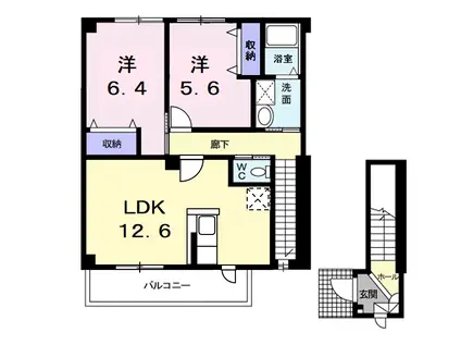 ブラン・エール2(2LDK/2階)の間取り写真