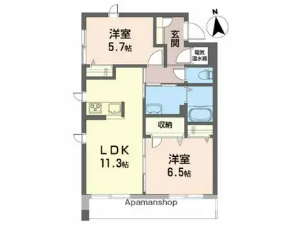 メゾンマスト盛南Ⅰ(2LDK/1階)の間取り写真