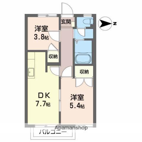 フレグランス菜恵A(2DK/1階)の間取り写真