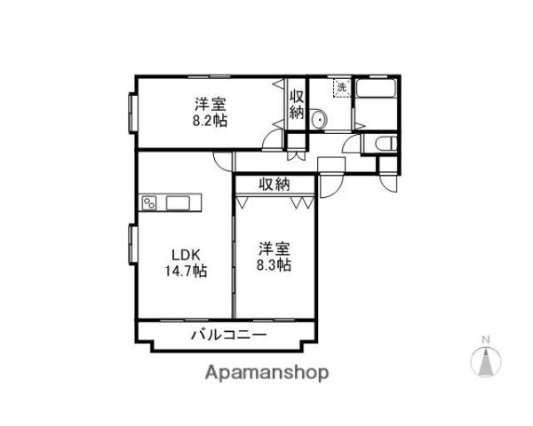 アーバンサウスⅡ(2LDK/2階)の間取り写真