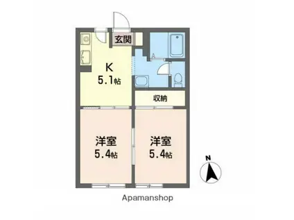 フレグランス東桜山(2DK/1階)の間取り写真