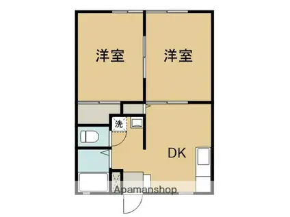 HAPPY HOUSE(2DK/2階)の間取り写真