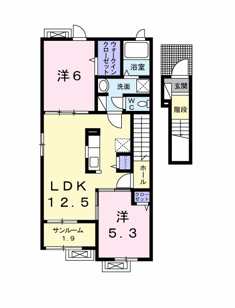 エルミタージュ 竹Ⅱ(2LDK/2階)の間取り写真