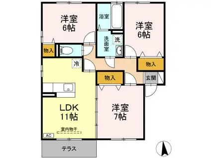 リビングタウン飯岡新田2(3LDK/1階)の間取り写真