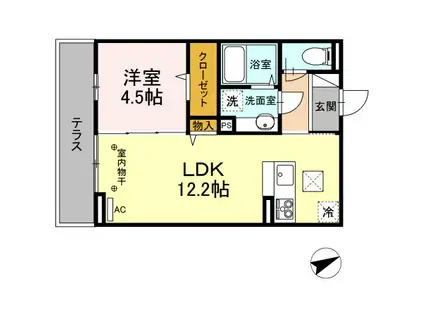 D-ROOM住吉 A(1LDK/1階)の間取り写真