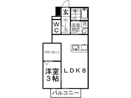 シャンクレール(1LDK/1階)の間取り写真