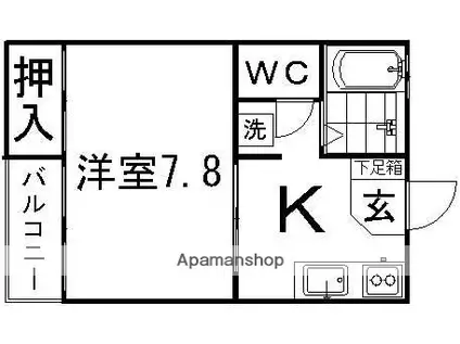 ラフィーネ加賀野(1K/1階)の間取り写真