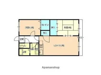 サンフレッシュ西下台(2LDK/2階)の間取り写真