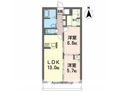 メゾンマスト盛南Ⅱ(2LDK/3階)の間取り写真