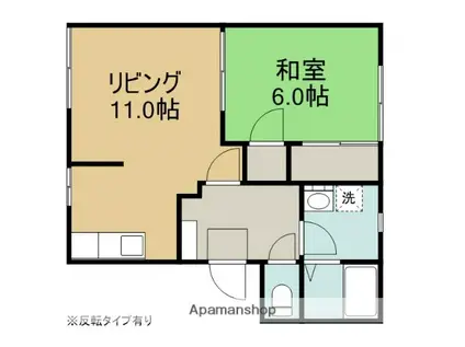 アパートメントハウス仁安D(1LDK/2階)の間取り写真