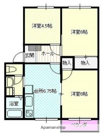 ドミ馬場小路A(3DK/2階)の間取り写真