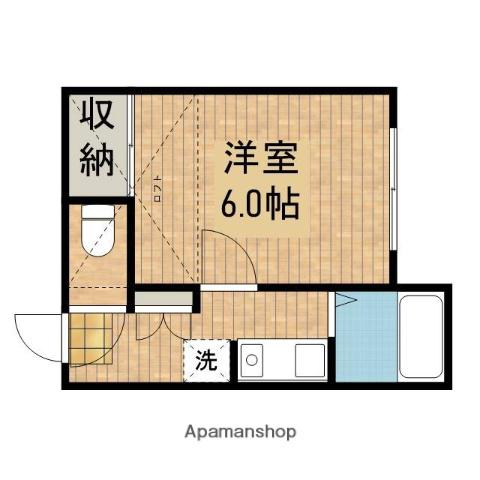 岩手県盛岡市 2階建 築34年(1K/2階)の間取り写真