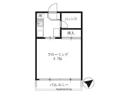 マンションストーク(1K/6階)の間取り写真