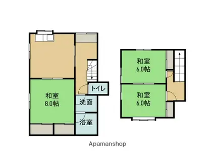 岩手県盛岡市 2階建 築40年(3LDK)の間取り写真