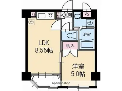 ビラージュ花屋町(1LDK/3階)の間取り写真