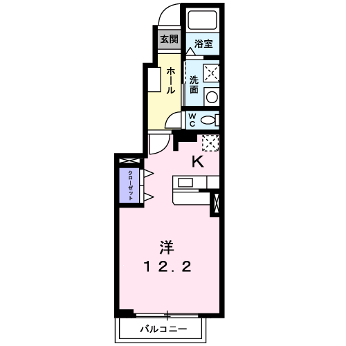 カーサボニータⅡ(ワンルーム/1階)の間取り写真