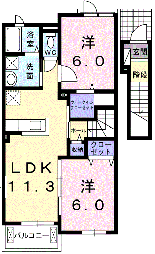 ベルボニ-タⅠ(2LDK/2階)の間取り写真