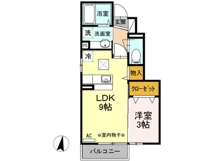 D-ROOMSAKURA(1LDK/1階)の間取り写真